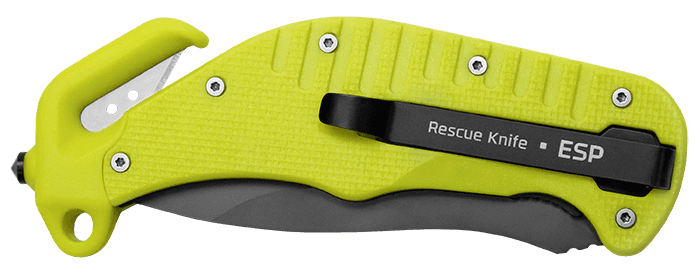 Couteau de secours modèle RKY – manche de couleur jaune